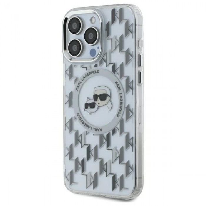 Чехол Karl Lagerfeld IML Monogram Karl & Choupette Head для iPhone 16 Pro Transparent with MagSafe (KLHMP16LHMCKMHT)