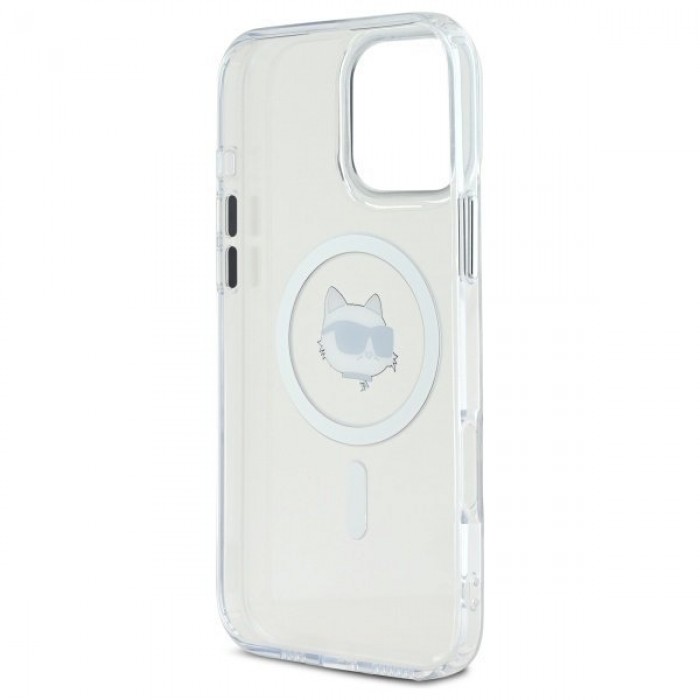 Чехол Karl Lagerfeld IML Metal Choupette Head для iPhone 16 Pro Max White with MagSafe (KLHMP16XHLSCHH)