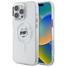 Чохол Karl Lagerfeld IML Metal Choupette Head для iPhone 16 Pro Max White with MagSafe (KLHMP16XHLSCHH)