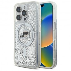 Чохол Karl Lagerfeld Liquid Glitter Karl & Choupette Head для iPhone 16 Pro Max Transparent with MagSafe (KLHMP16XLGKCSGH)