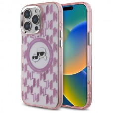 Чохол Karl Lagerfeld IML Monogram Karl & Choupette Head для iPhone 16 Pro Max Pink with MagSafe (KLHMP16XHMCKMHP)