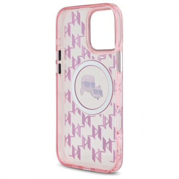 Чехол Karl Lagerfeld IML Monogram Karl & Choupette Head для iPhone 16 Pro Max Pink with MagSafe (KLHMP16XHMCKMHP)