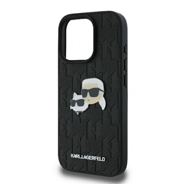 Чохол Karl Lagerfeld Monogram Karl & Choupette Head Pin для iPhone 16 Pro Black (KLHCP16LPGKLKCPK)