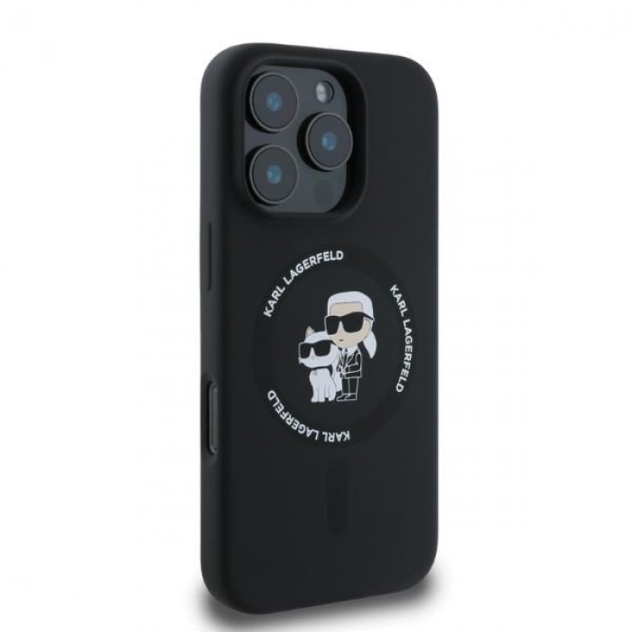 Чехол Karl Lagerfeld Silicone Karl & Choupette Ring для iPhone 16 Pro Max Black with MagSafe (KLHMP16XSCMKCRHK)