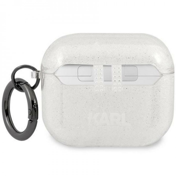 Чохол Karl Lagerfeld Glitter Karl's Head для AirPods 3 Silver (KLA3UKHGS)