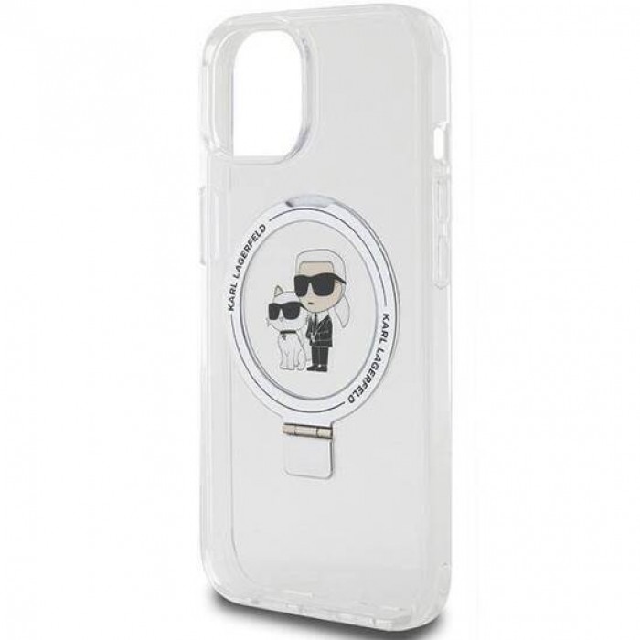 Чехол Karl Lagerfeld Ring Stand Karl & Choupettte для iPhone 15|14|13 White with MagSafe (KLHMP14SHMRSKCH)