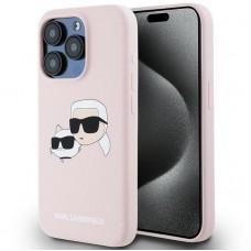 Чохол Karl Lagerfeld Silicone Karl & Choupette Head для iPhone 15 Pro Pink with MagSafe (KLHMP15LSKCHPPLP)