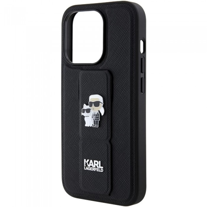 Чехол Karl Lagerfeld Gripstand Saffiano Karl&Choupette Pins для iPhone 14 Pro Max Black (KLHCP14XGSAKCPK)