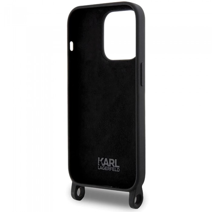 Чохол Karl Lagerfeld Crossbody Silicone Ikonik для iPhone 15 Pro Black (KLHCP15LSCBSKNK)