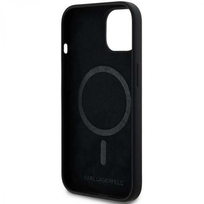 Чехол Karl Lagerfeld Silicone Karl & Choupette Head для iPhone 15 Pro Black with MagSafe (KLHMP15LSKCHPPLK)