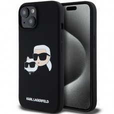 Чохол Karl Lagerfeld Silicone Karl & Choupette Head для iPhone 15 Pro Black with MagSafe (KLHMP15LSKCHPPLK)