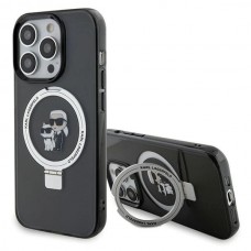 Чохол Karl Lagerfeld Ring Stand Karl & Choupettte для iPhone 15 Pro Max Black with MagSafe (KLHMP15XHMRSKCK)