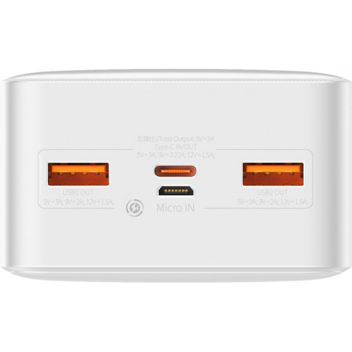 Зовнішній акумулятор Power Bank Baseus Bipow 30000mAh 20W Display White (PPDML-N02)