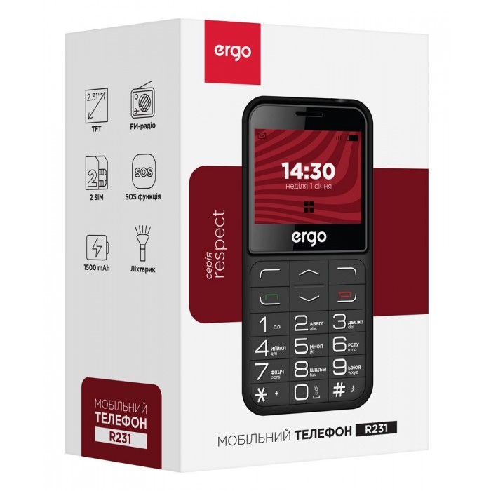 Мобильный телефон Ergo R231 Dual Sim Black