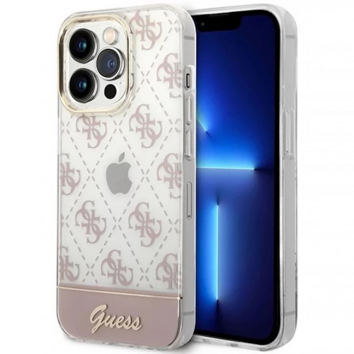 Чохол Guess 4G Pattern Script для iPhone 14 Pro Pink (GUHCP14LHG4MHP)