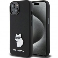 Чохол Karl Lagerfeld Silicone Choupette Metal Pin для iPhone 15 Pro Black (KLHCP15LSMHCNPK)