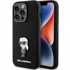 Чохол Karl Lagerfeld Silicone Ikonik Metal Pin для iPhone 15 Pro Black (KLHCP15LSMHKNPK)