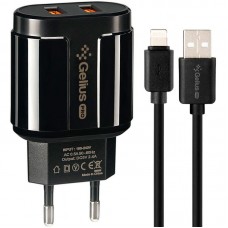 Сетевое зарядное устройство Gelius Avangard GP-HC06 2USB 2.4A 12W + кабель Lightning Black