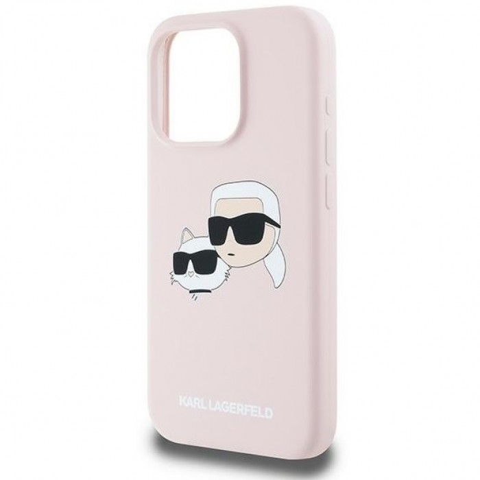 Чехол Karl Lagerfeld Silicone Karl & Choupette Head для iPhone 15|14|13 Pink with MagSafe (KLHMP15SSKCHPPLP)