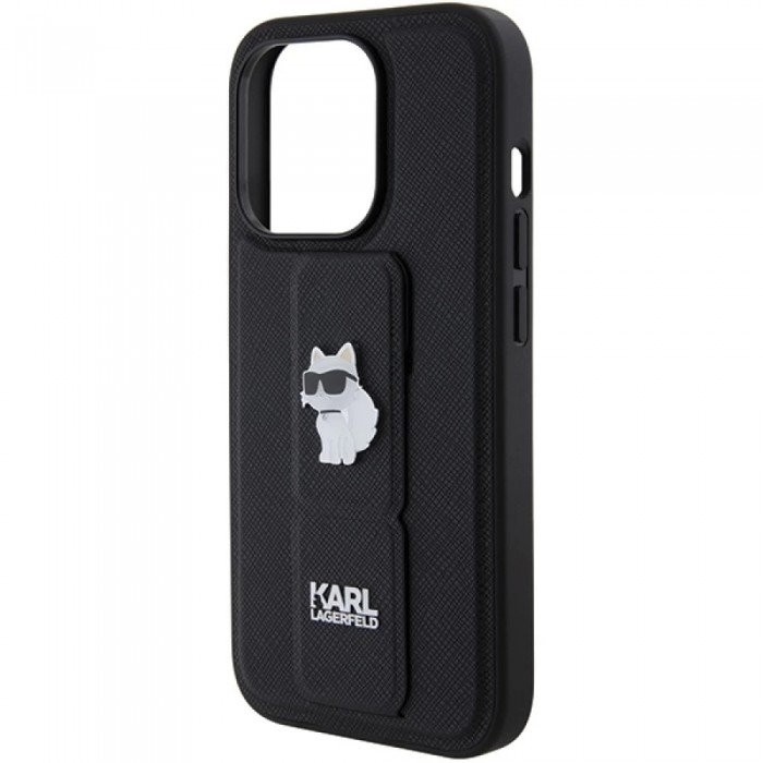 Чохол Karl Lagerfeld Gripstand Saffiano Choupette Pins для iPhone 14 Pro Black (KLHCP14LGSACHPK)