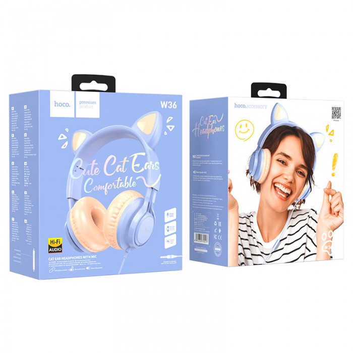 Наушники накладные Hoco W36 Cat Ear Headphones With Mic Dream Blue