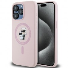 Чохол Karl Lagerfeld Silicone Karl & Choupette Ring для iPhone 15 Pro Pink with MagSafe (KLHMP15LSCMKCRHP)