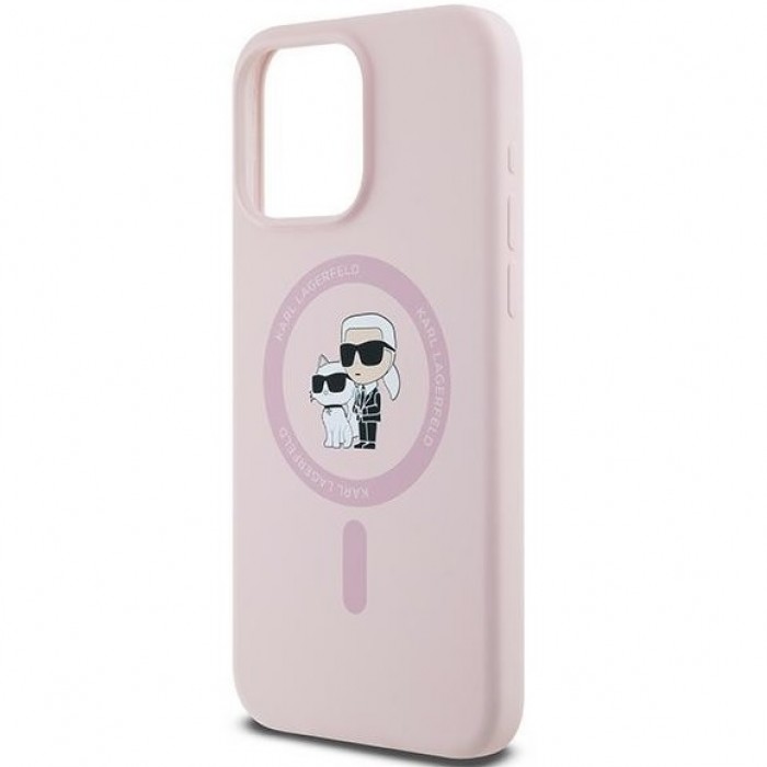 Чехол Karl Lagerfeld Silicone Karl & Choupette Ring для iPhone 15 Pro Pink with MagSafe (KLHMP15LSCMKCRHP)