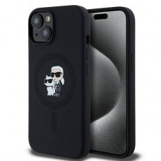 Чохол Karl Lagerfeld Silicone Karl & Choupette Ring для iPhone 15|14|13 Black with MagSafe (KLHMP15SSCMKCRHK)