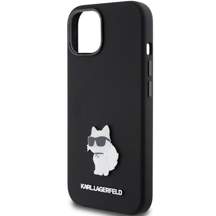 Чохол Karl Lagerfeld Silicone Choupette Metal Pin для iPhone 15 Pro Max Black (KLHCP15XSMHCNPK)