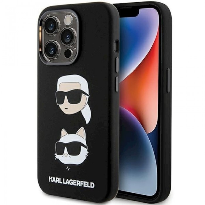 Чохол Karl Lagerfeld Silicone Karl & Choupette Head для iPhone 15 Pro Max Black (KLHCP15XSDHKCNK)