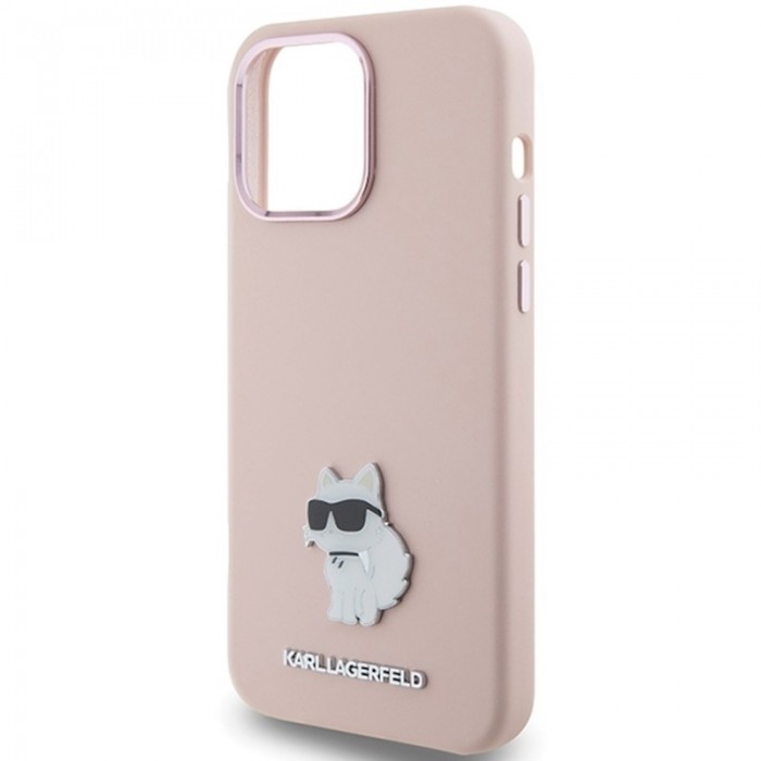 Чохол Karl Lagerfeld Silicone Choupette Metal Pin для iPhone 15 Pro Pink (KLHCP15LSMHCNPP)