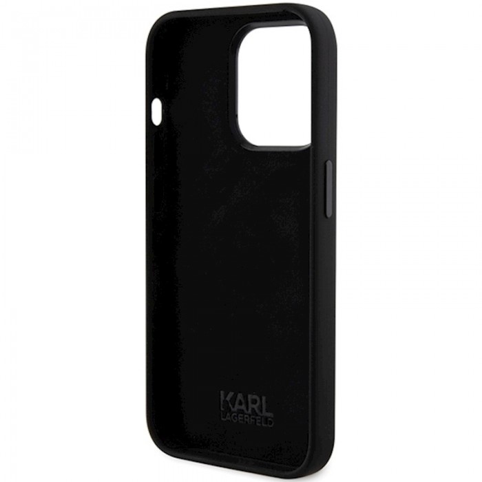 Чохол Karl Lagerfeld Silicone Ikonik Metal Pin для iPhone 15 Pro Max Black (KLHCP15XSMHKNPK)