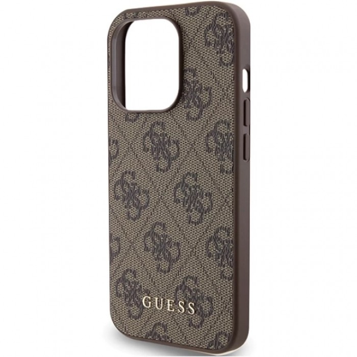 Чохол Guess 4G Metal Gold Logo для iPhone 15 Pro Pro Brown (GUHCP15LG4GFBR)