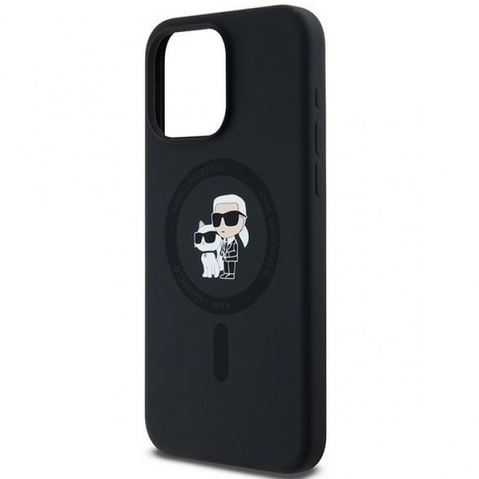 Чехол Karl Lagerfeld Silicone Karl & Choupette Ring для iPhone 15 Pro Black with MagSafe (KLHMP15LSCMKCRHK)