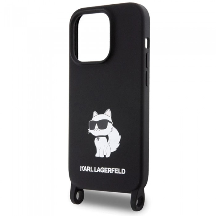 Чохол Karl Lagerfeld Crossbody Silicone Choupette для iPhone 15 Pro Black (KLHCP15LSCBSCNK)